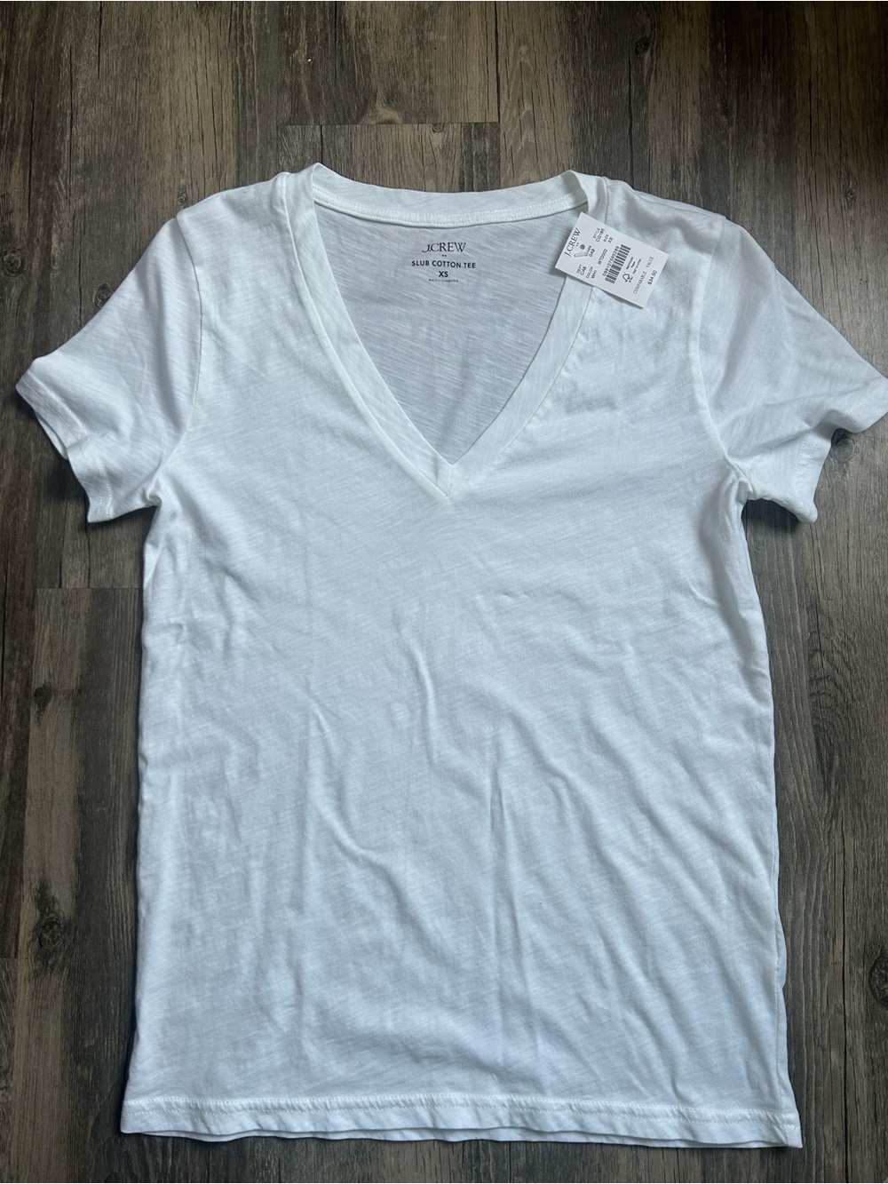 J. Crew White V-Neck Slub Cotton Short Sleeve Tee | XS